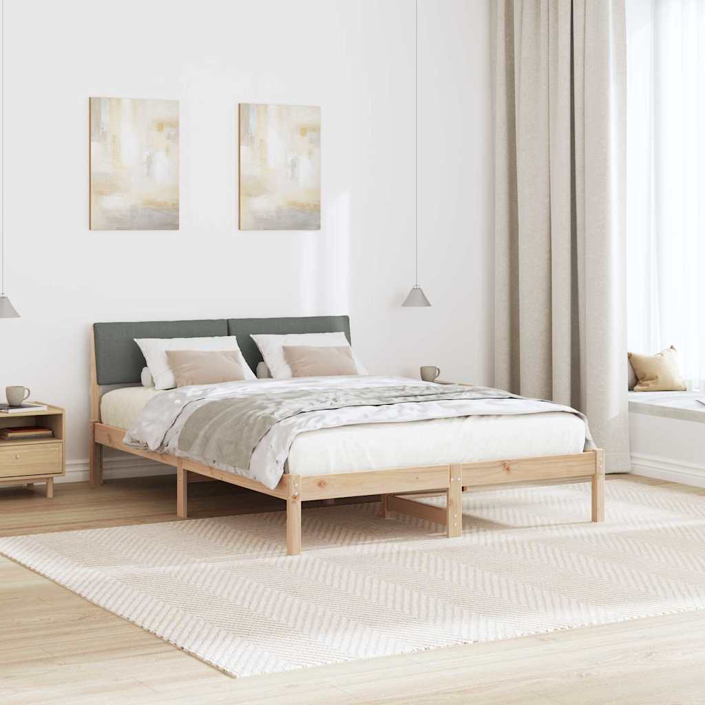 Okvir kreveta smeđe i tamnosivo 140 x 200 cm Masivna borovina