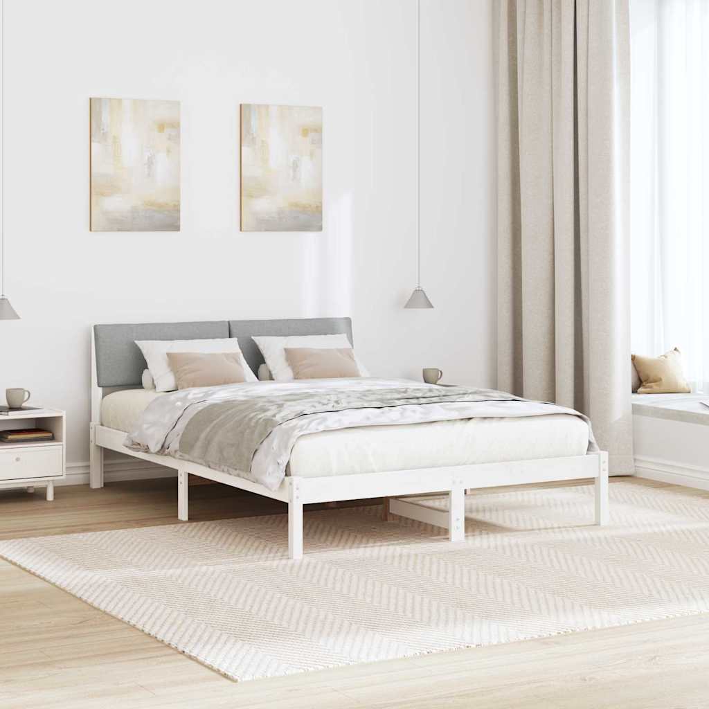 Okvir kreveta s uzglavljem Bijela i svijetlosiva 140 x 200 cm