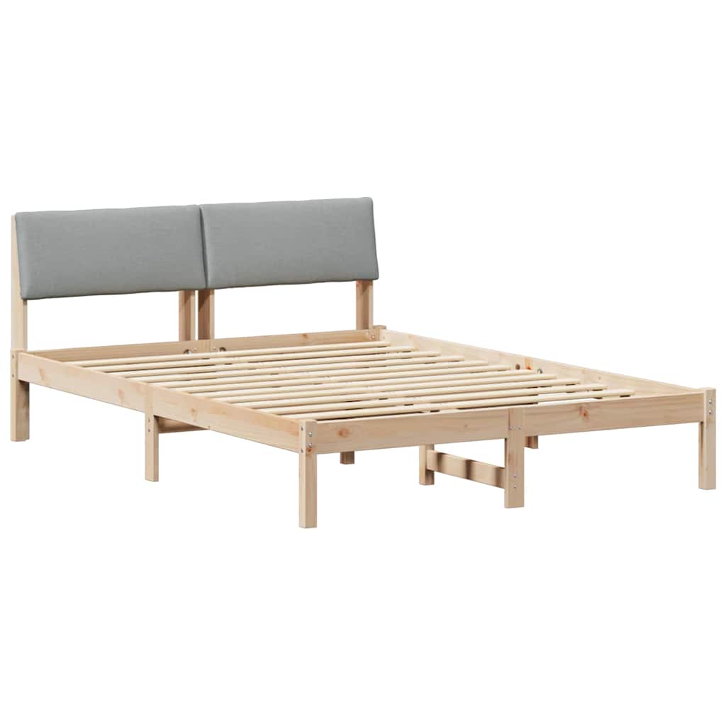 Okvir kreveta s uzglavljem Smeđa i svijetlo siva 135 x 190 cm