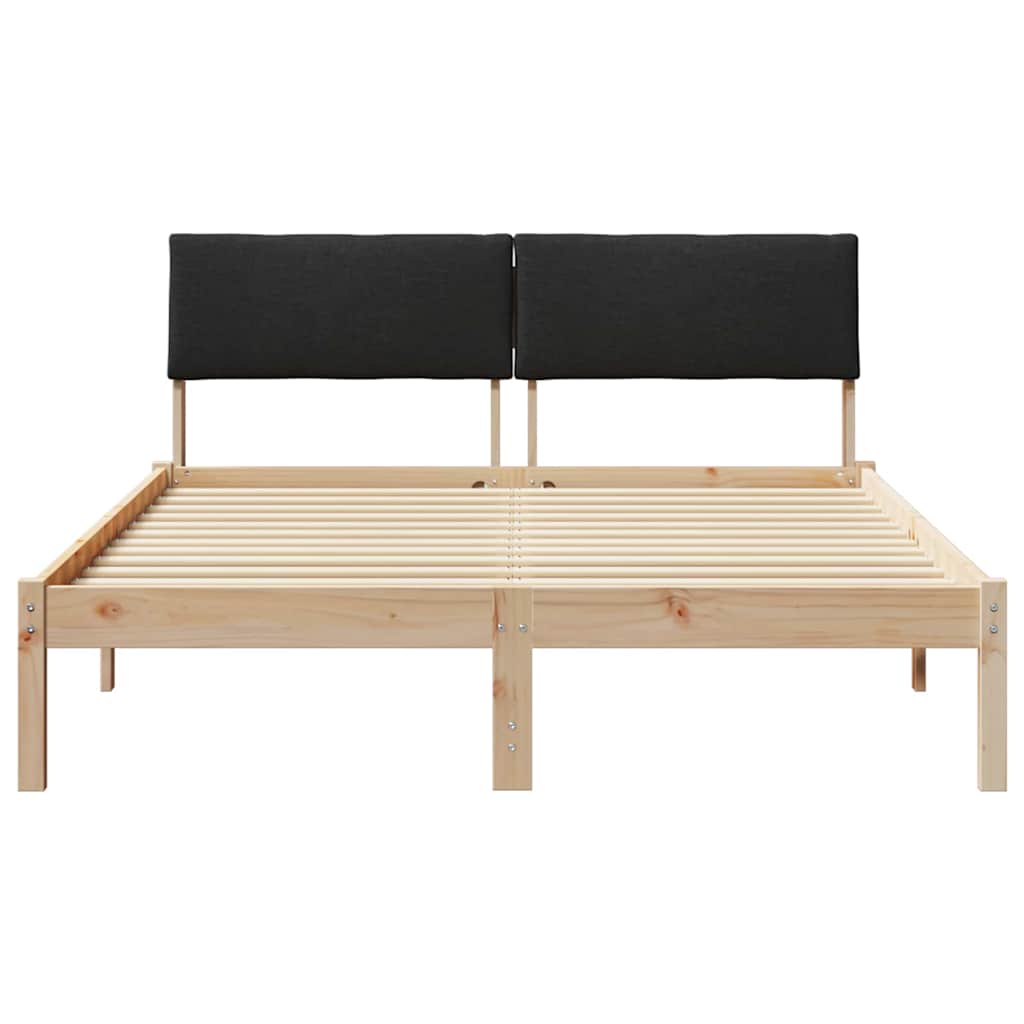 Okvir kreveta Smeđa i crna 135 x 190 cm Masivna borovina