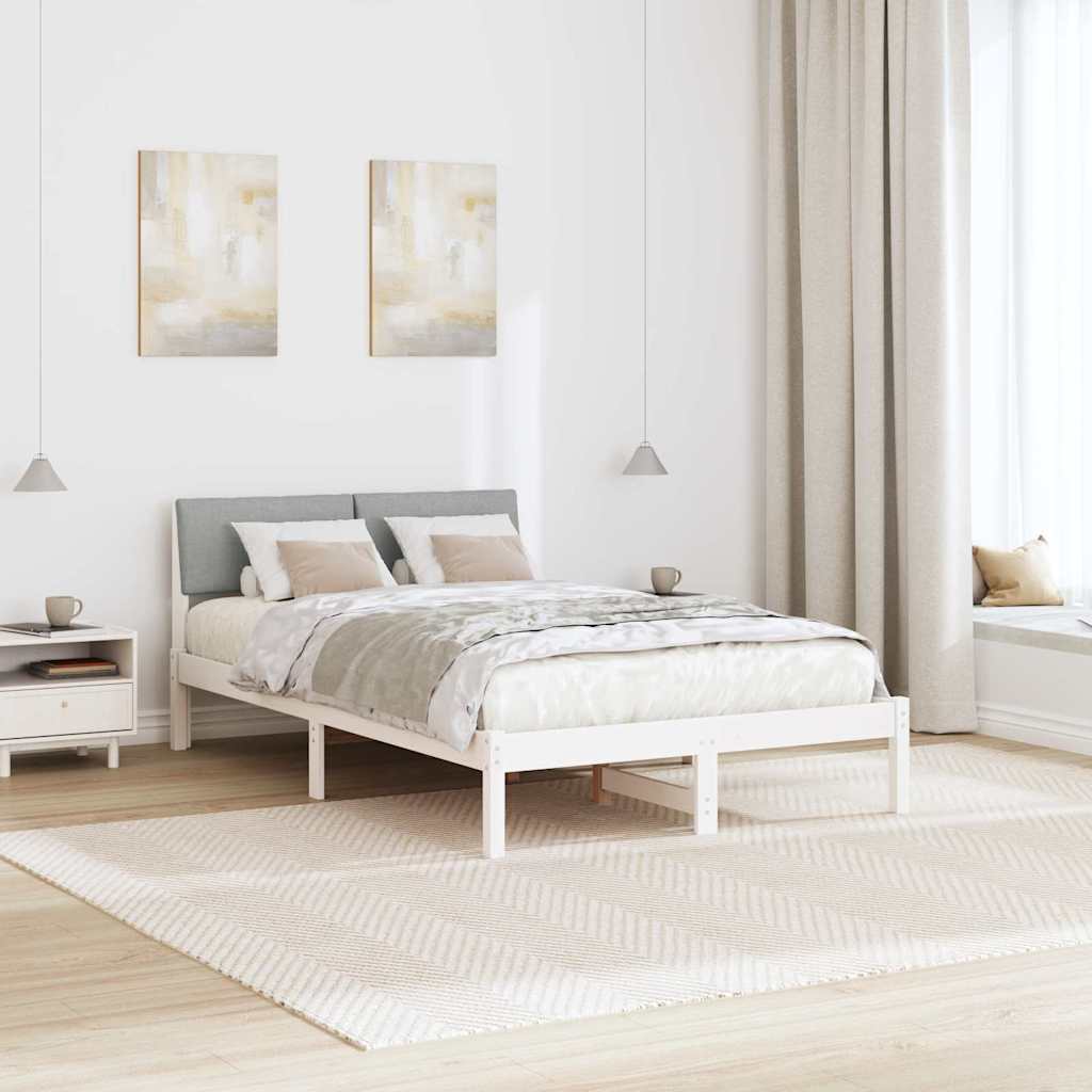 Okvir kreveta s uzglavljem Bijela i svijetlosiva 120 x 190 cm