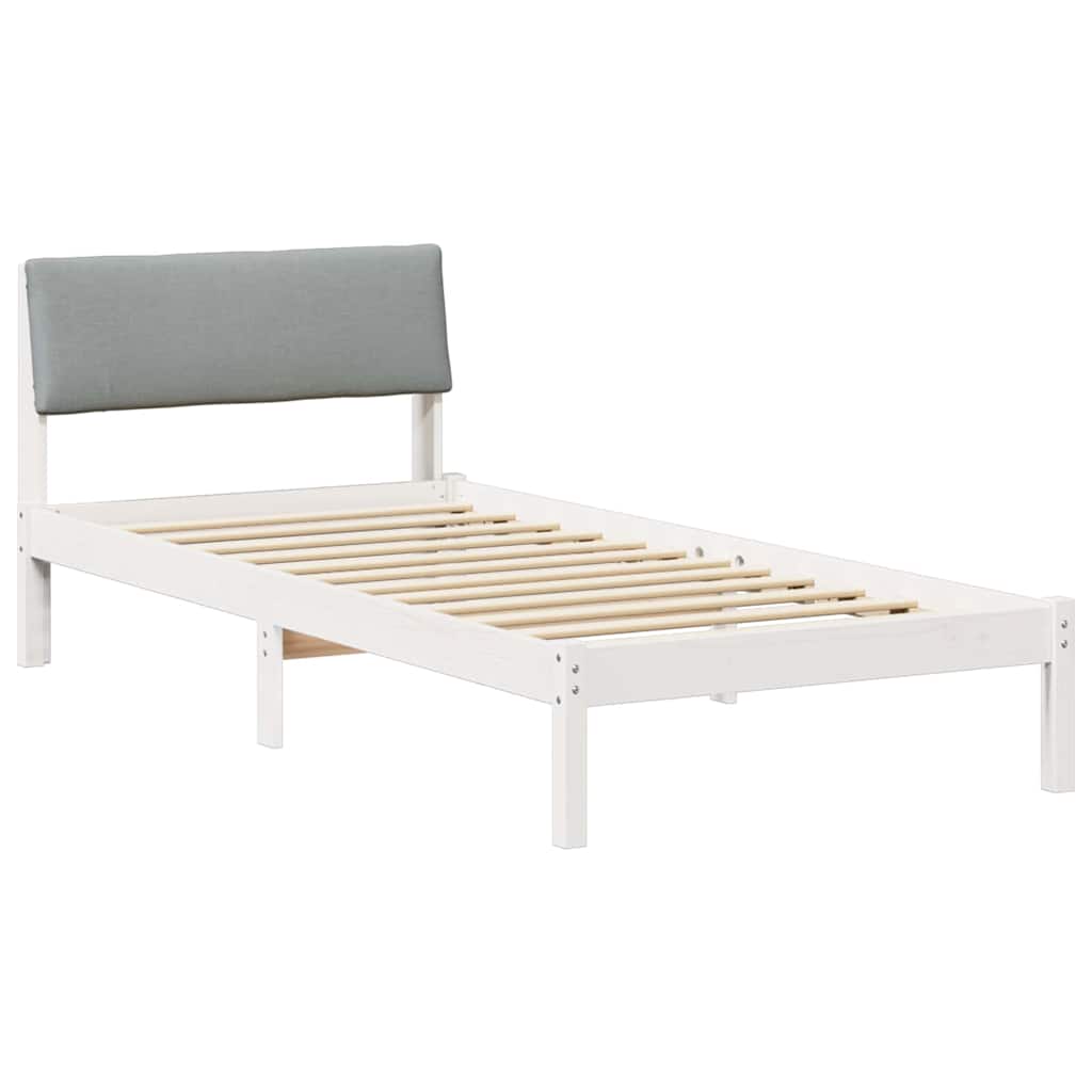 Okvir kreveta s uzglavljem Bijela i svijetlosiva 90 x 200 cm