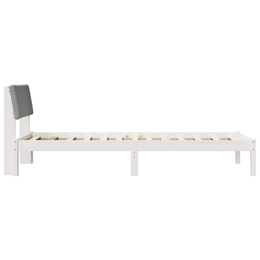 Okvir kreveta s uzglavljem Bijela i svijetlosiva 90 x 200 cm