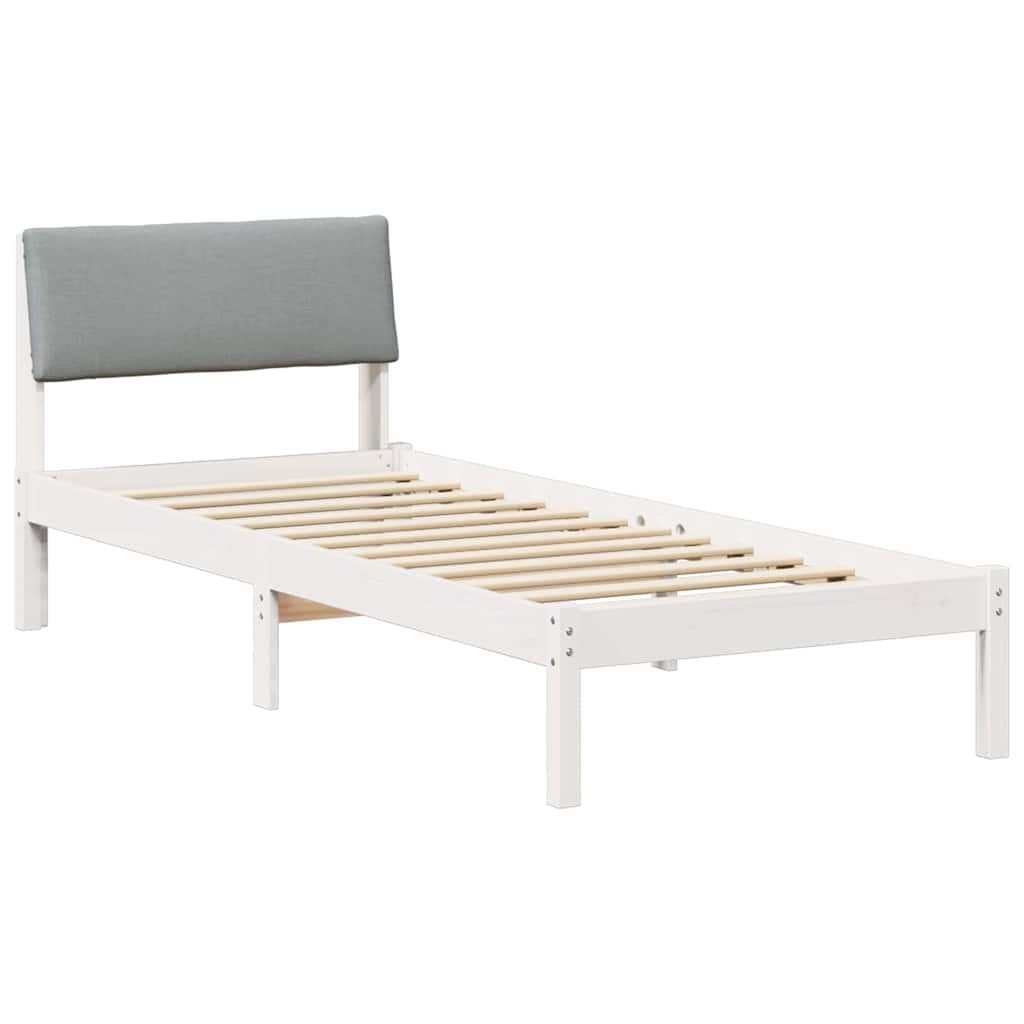 Okvir kreveta s uzglavljem Bijela i svijetlosiva 80 x 200 cm