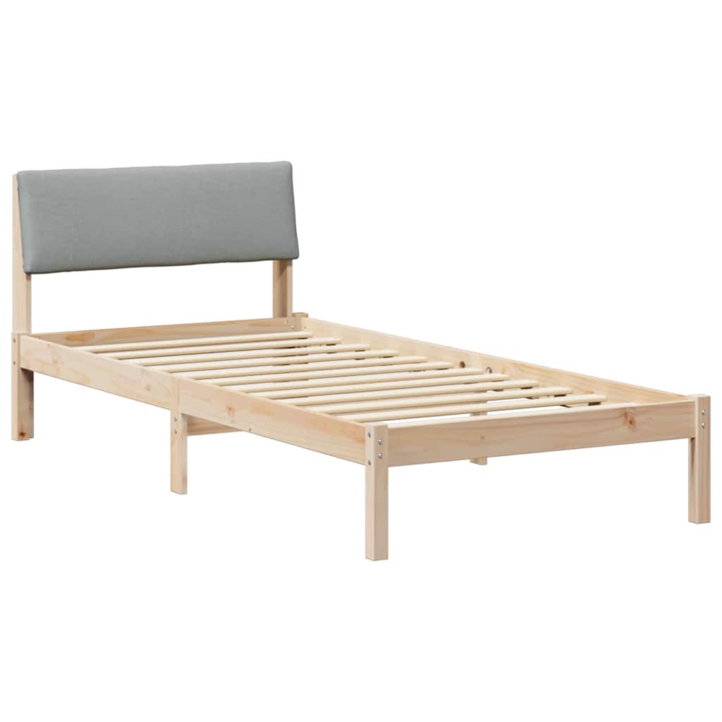 Okvir kreveta s uzglavljem Smeđa i svijetlo siva 90 x 190 cm