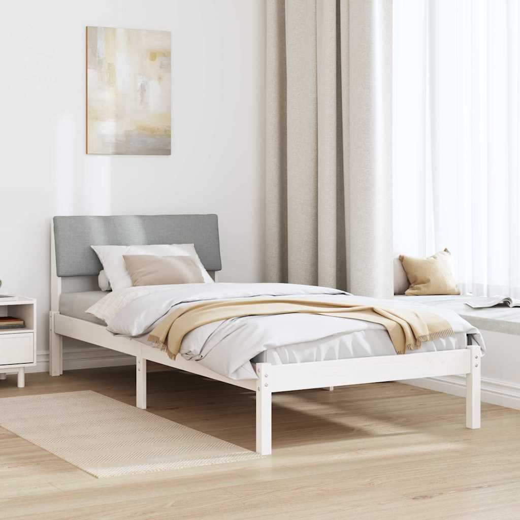 Okvir kreveta s uzglavljem Bijela i svijetlosiva 90 x 190 cm