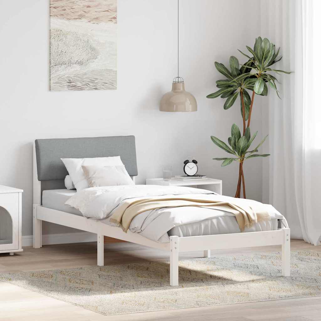 Okvir kreveta s uzglavljem Bijela i svijetlosiva 75 x 190 cm