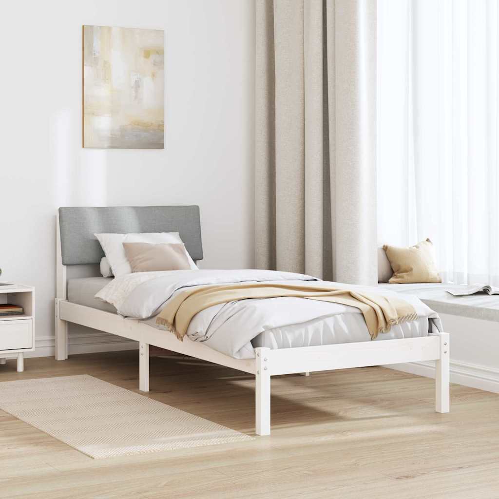 Okvir kreveta s uzglavljem Bijela i svijetlosiva 75 x 190 cm