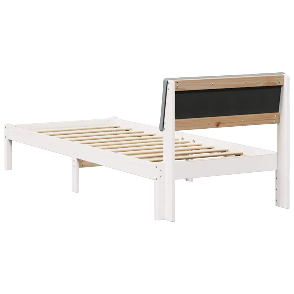 Okvir kreveta s uzglavljem Bijela i svijetlosiva 75 x 190 cm