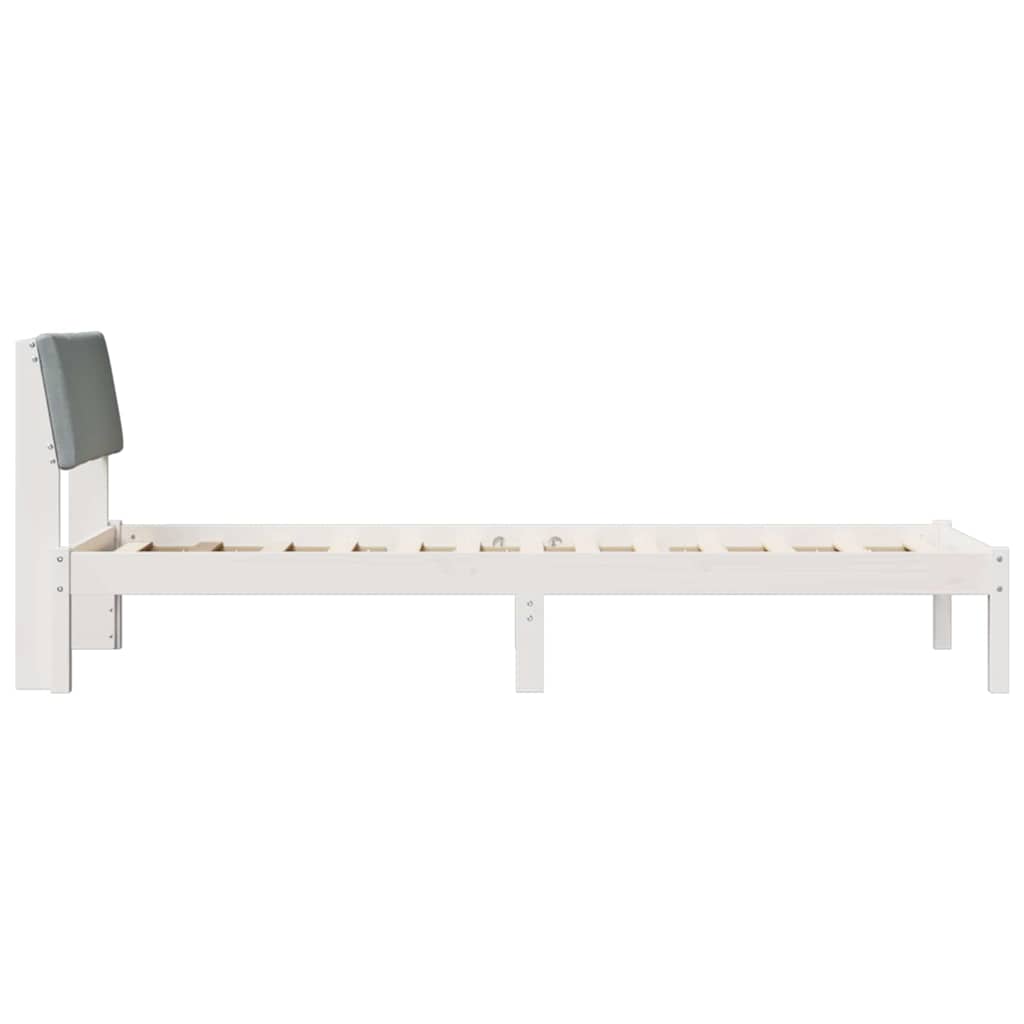 Okvir kreveta s uzglavljem Bijela i svijetlosiva 75 x 190 cm