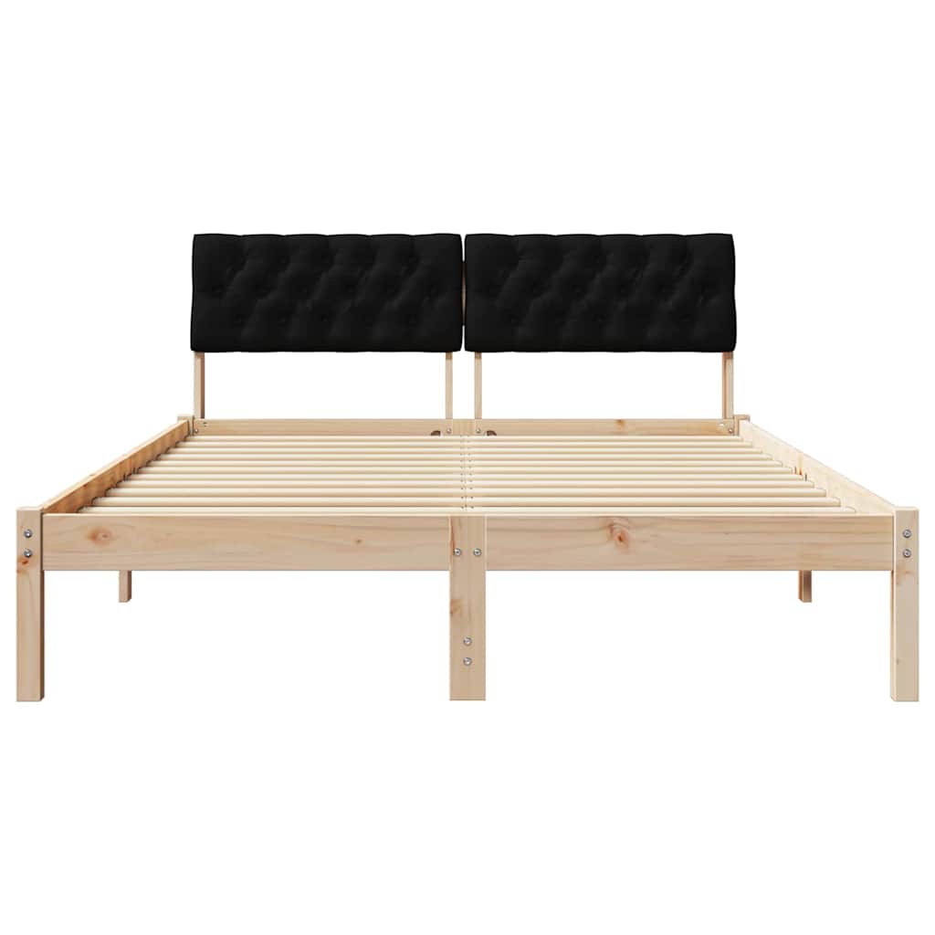 Okvir kreveta Smeđa i crna 160 x 200 cm Masivna borovina