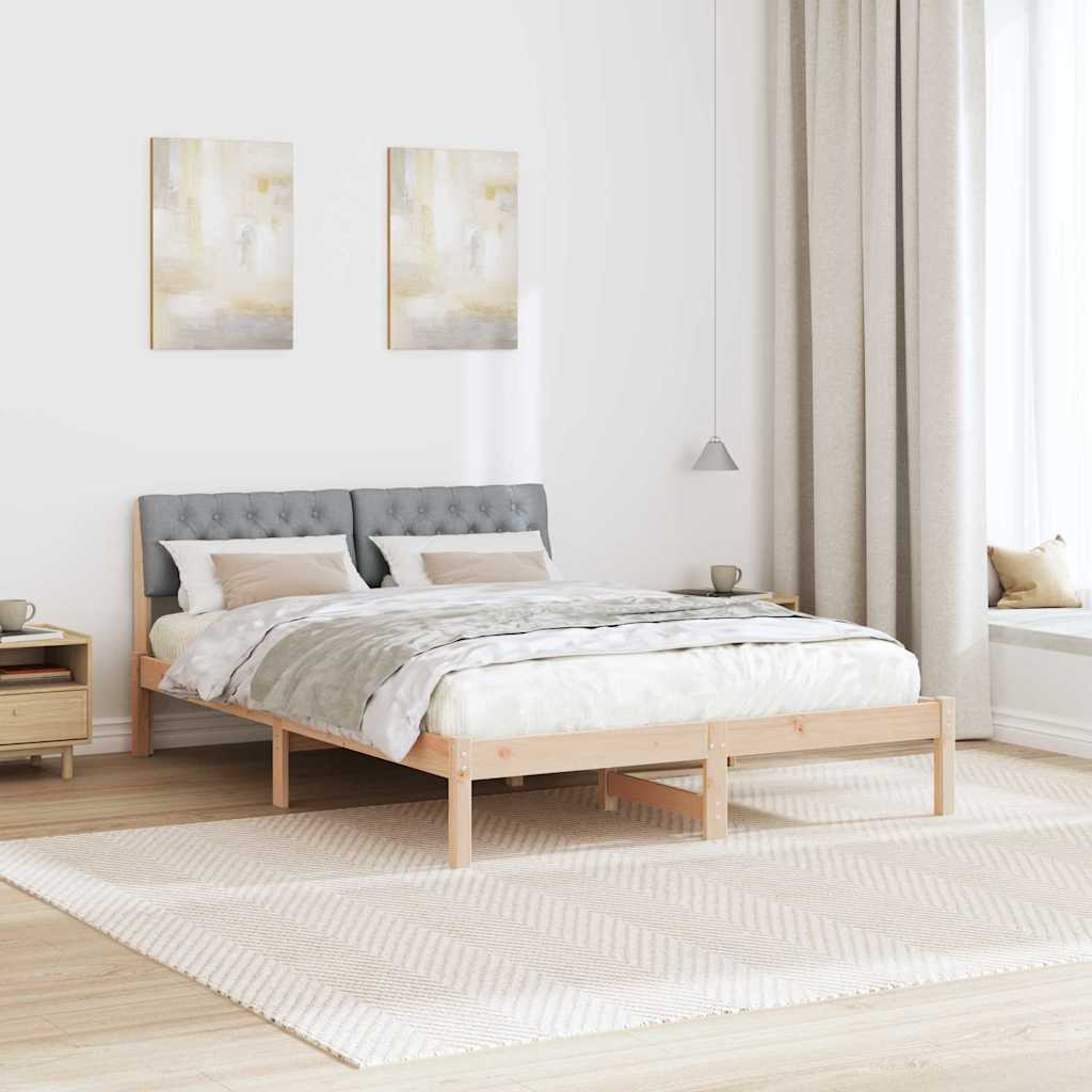 Okvir kreveta s uzglavljem Smeđa i svijetlo siva 150 x 200 cm