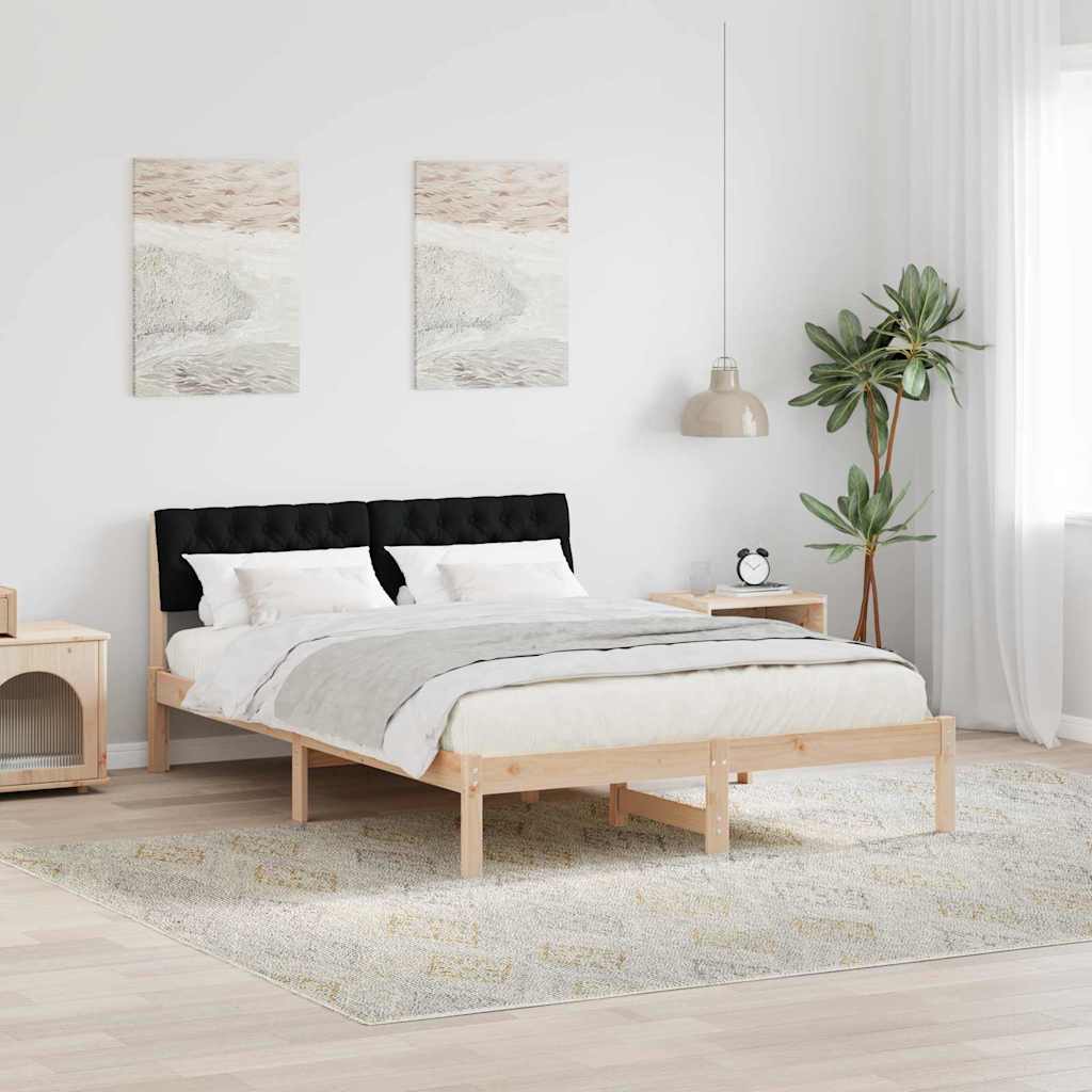 Okvir kreveta Smeđa i crna 150 x 200 cm Masivna borovina