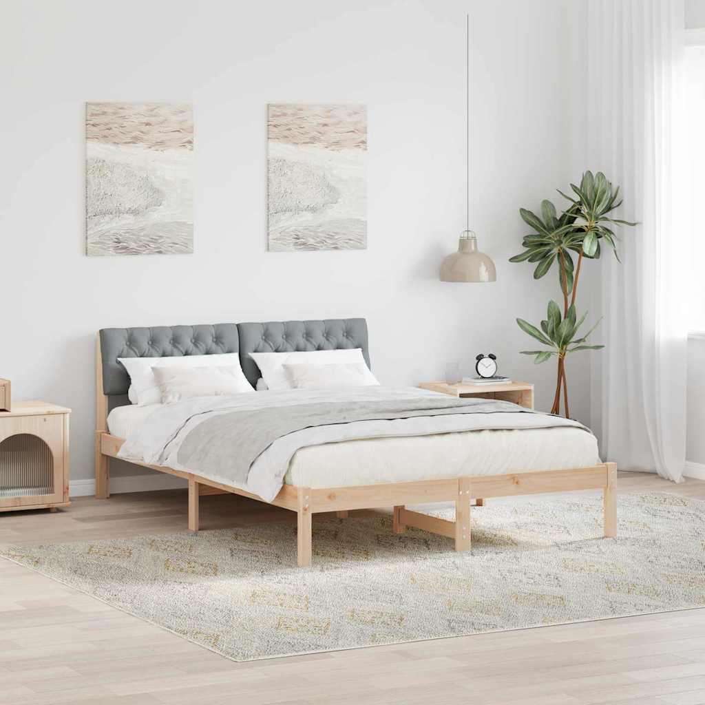 Okvir kreveta s uzglavljem Smeđa i svijetlo siva 140 x 200 cm