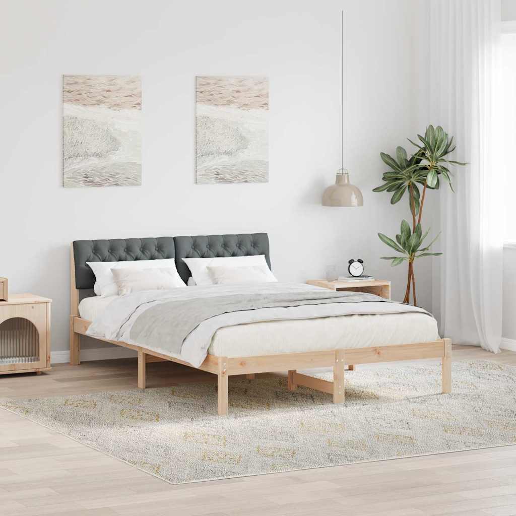 Okvir kreveta smeđe i tamnosivo 140 x 200 cm Masivna borovina