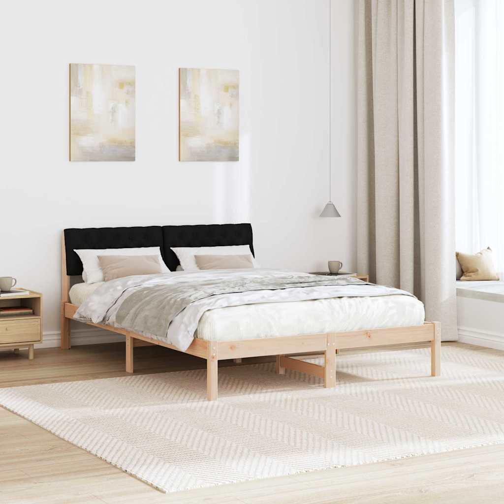 Okvir kreveta Smeđa i crna 140 x 200 cm Masivna borovina
