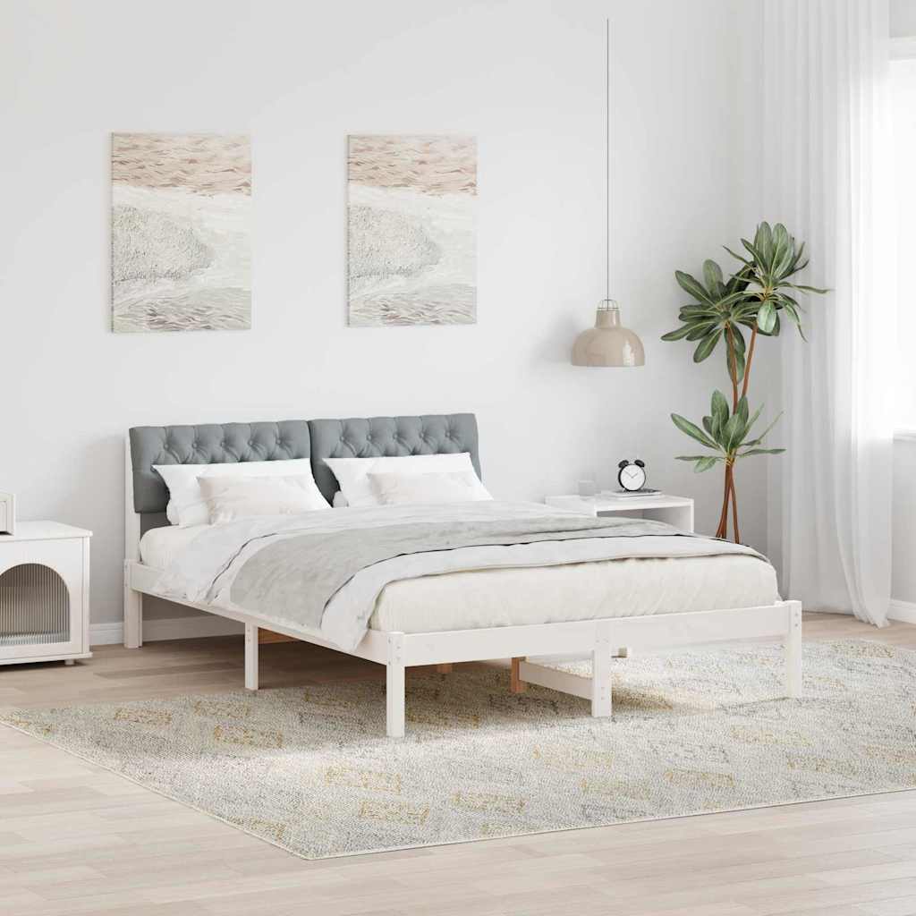 Okvir kreveta s uzglavljem Bijela i svijetlosiva 140 x 200 cm