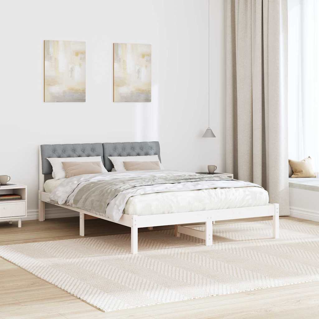 Okvir kreveta s uzglavljem Bijela i svijetlosiva 140 x 190 cm