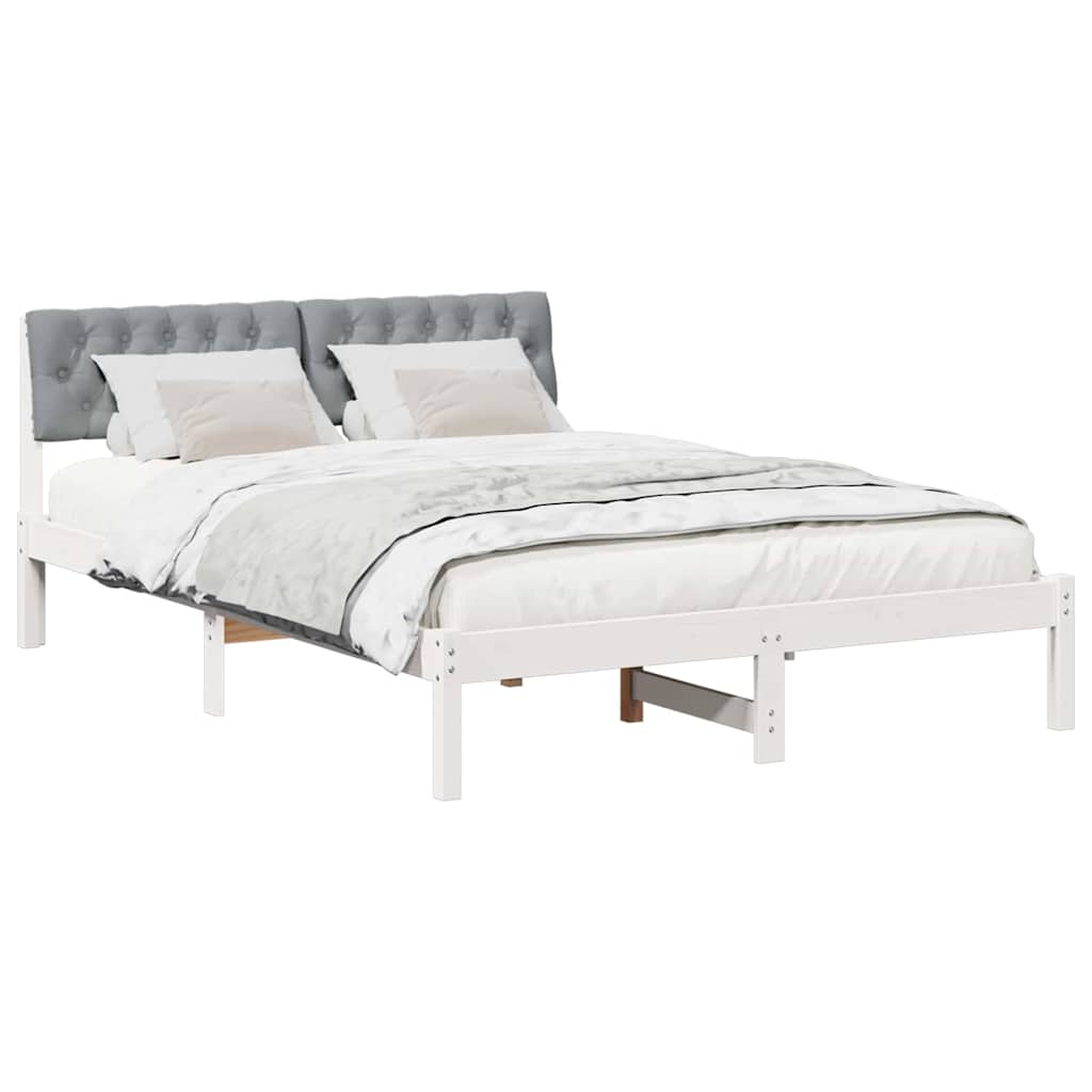 Okvir kreveta s uzglavljem Bijela i svijetlosiva 140 x 190 cm