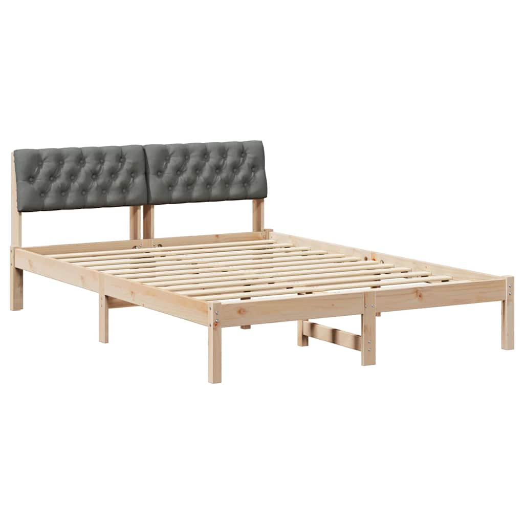 Okvir kreveta smeđe i tamnosivo 135 x 190 cm Masivna borovina