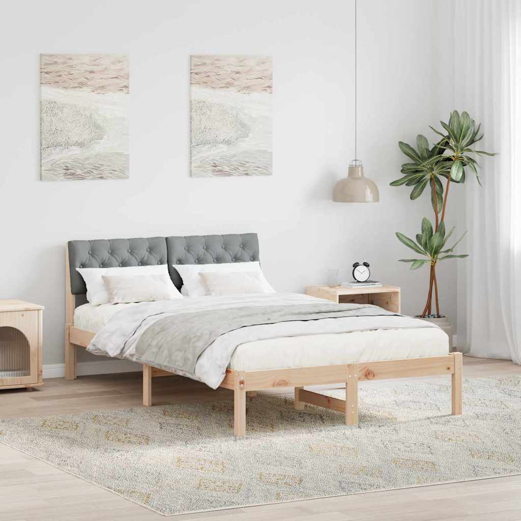 Okvir kreveta s uzglavljem Smeđa i svijetlo siva 120 x 190 cm