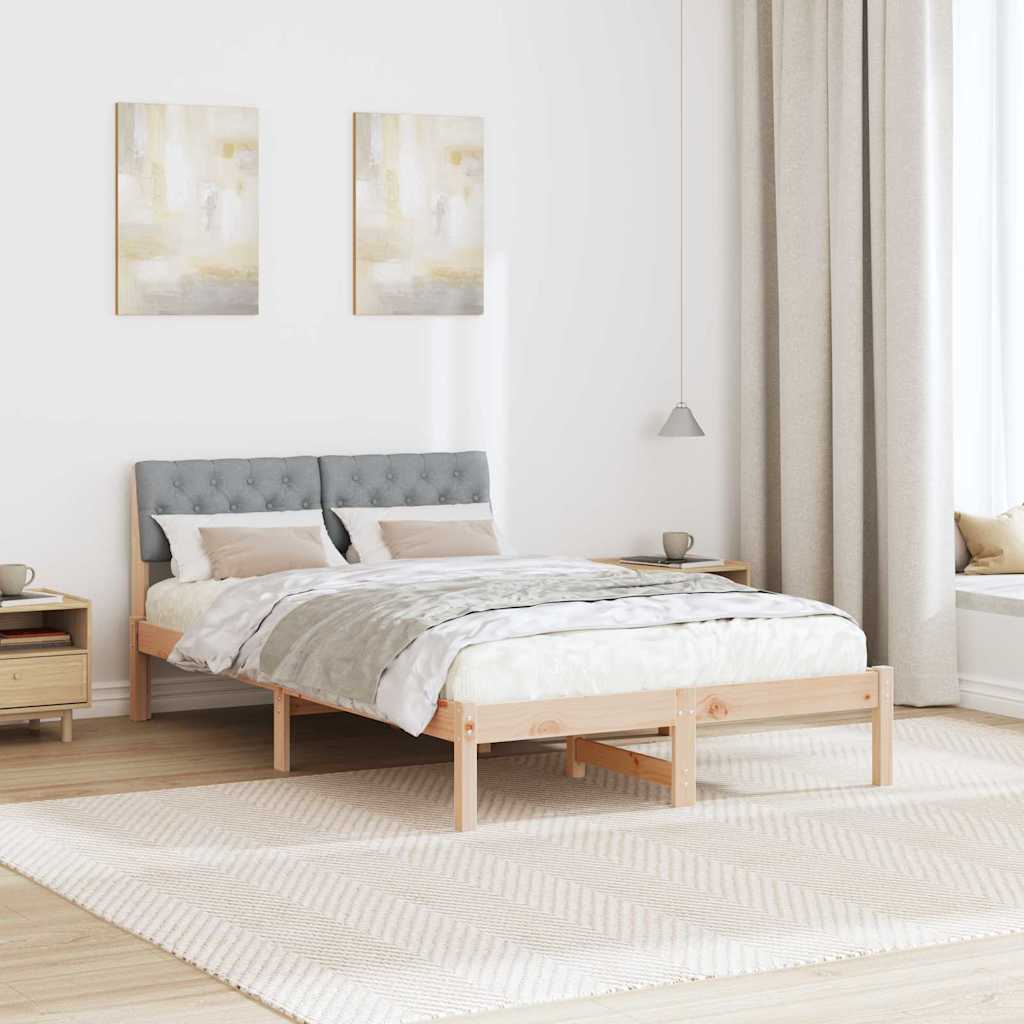 Okvir kreveta s uzglavljem Smeđa i svijetlo siva 120 x 190 cm