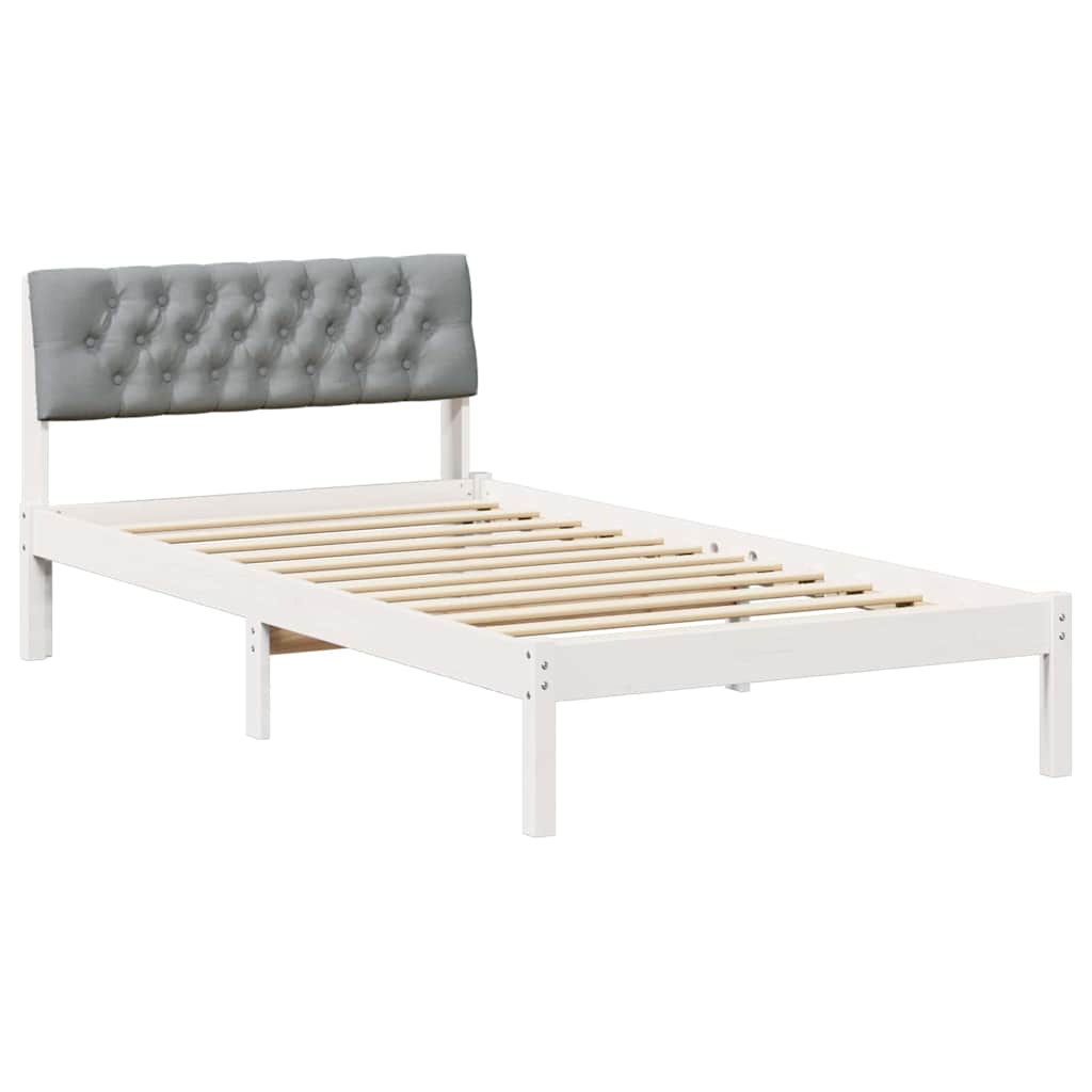 Okvir kreveta s uzglavljem Bijela i svijetlosiva 100 x 200 cm