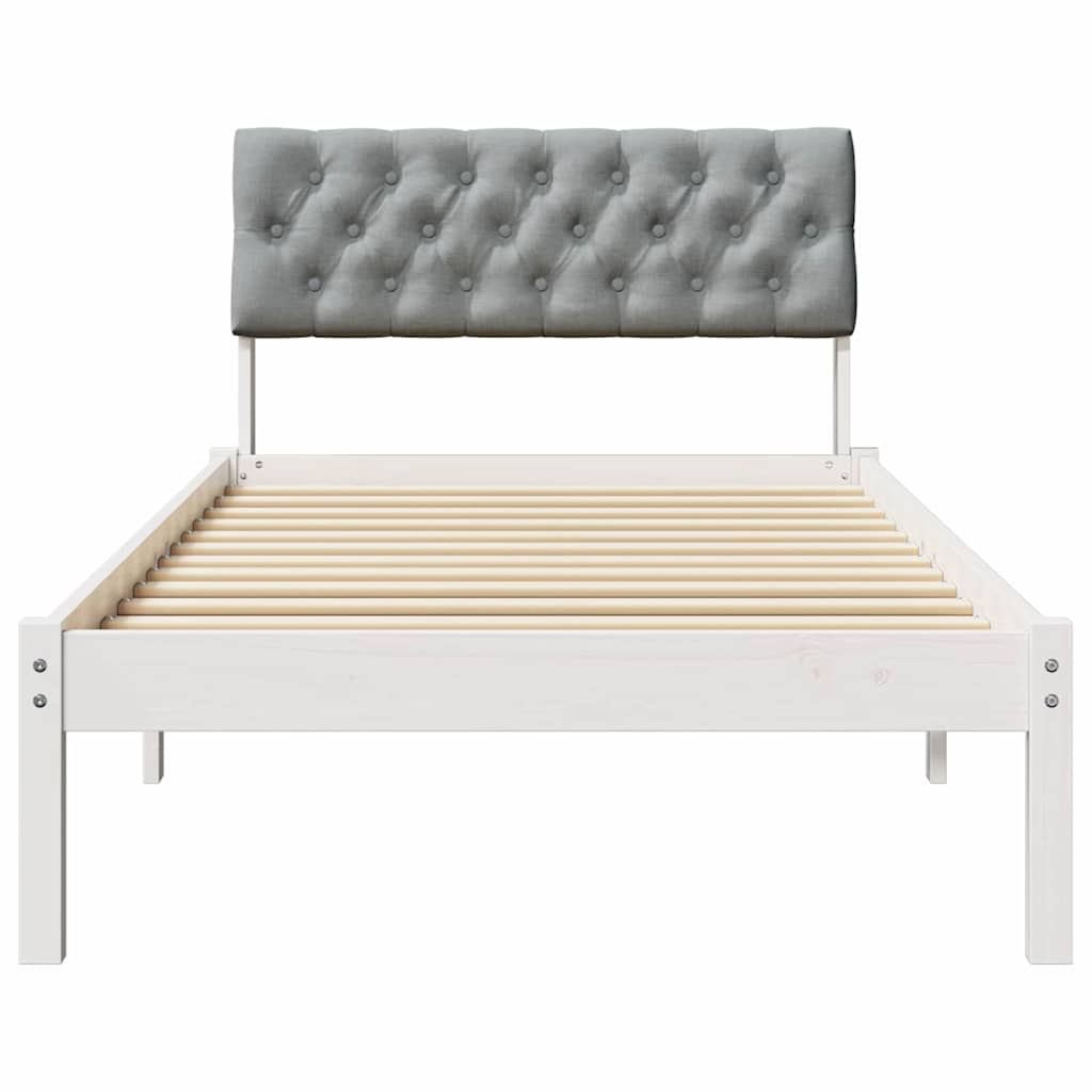 Okvir kreveta s uzglavljem Bijela i svijetlosiva 90 x 200 cm
