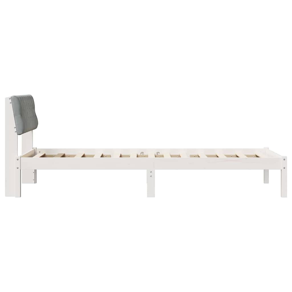 Okvir kreveta s uzglavljem Bijela i svijetlosiva 90 x 200 cm
