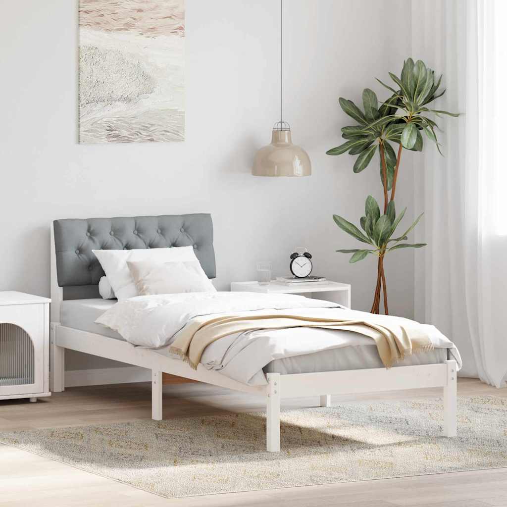 Okvir kreveta s uzglavljem Bijela i svijetlosiva 80 x 200 cm