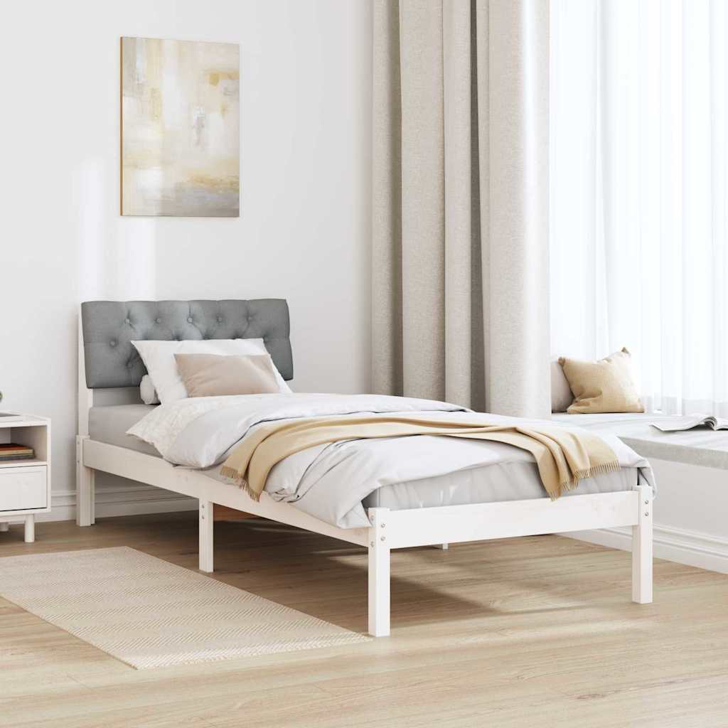 Okvir kreveta s uzglavljem Bijela i svijetlosiva 80 x 200 cm