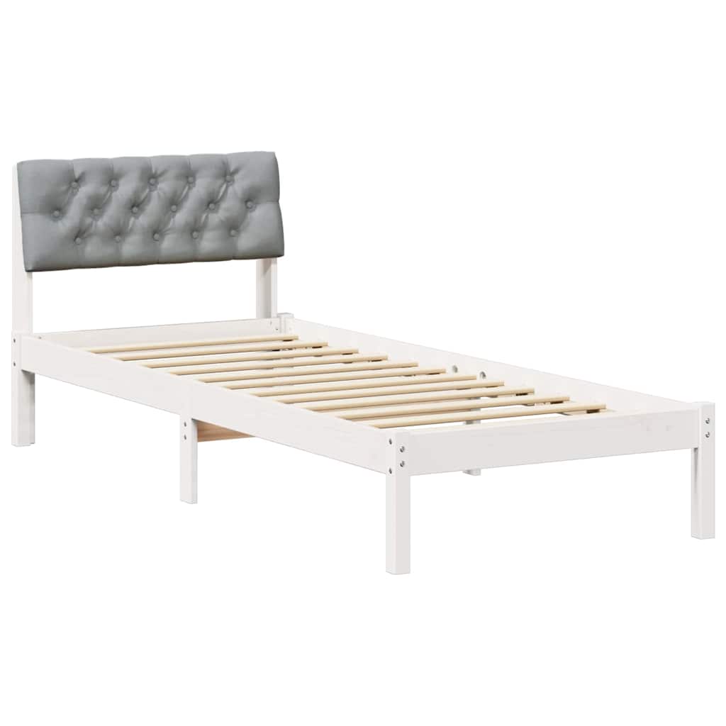 Okvir kreveta s uzglavljem Bijela i svijetlosiva 80 x 200 cm