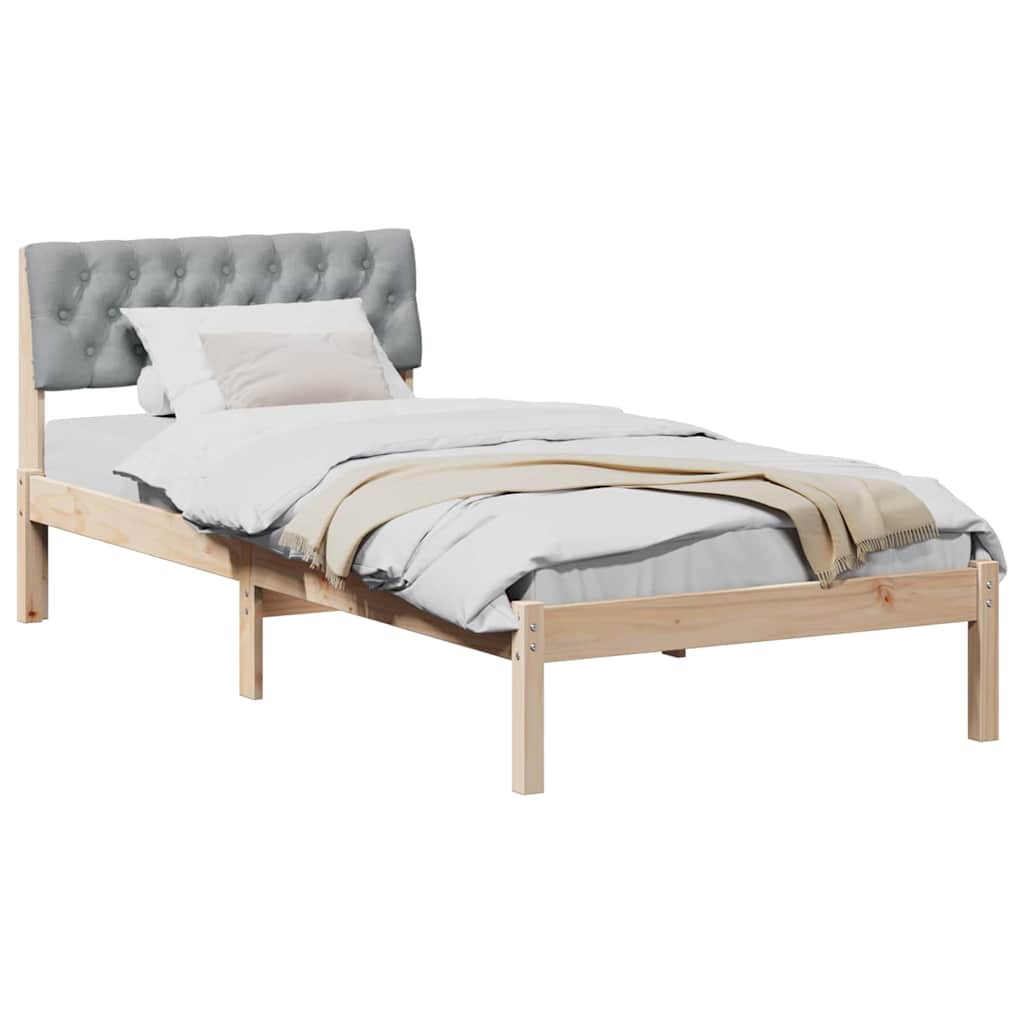 Okvir kreveta s uzglavljem Smeđa i svijetlo siva 90 x 190 cm