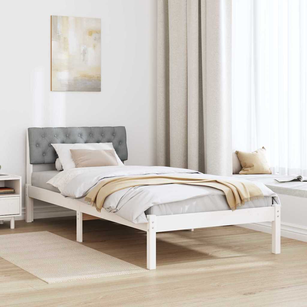 Okvir kreveta s uzglavljem Bijela i svijetlosiva 90 x 190 cm