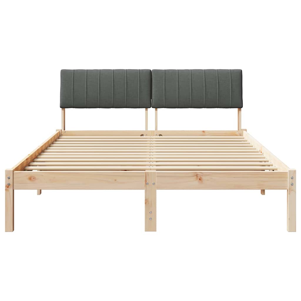 Okvir kreveta smeđe i tamnosivo 135 x 190 cm Masivna borovina