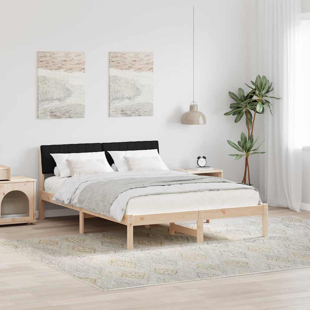 Okvir kreveta Smeđa i crna 135 x 190 cm Masivna borovina
