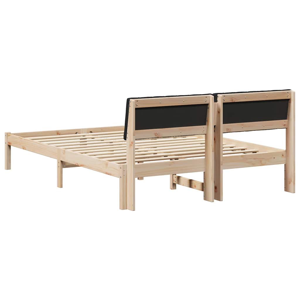 Okvir kreveta Smeđa i crna 135 x 190 cm Masivna borovina
