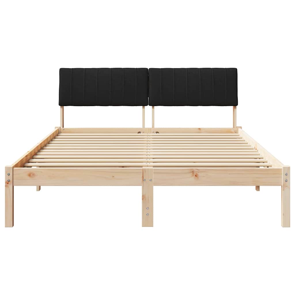 Okvir kreveta Smeđa i crna 135 x 190 cm Masivna borovina