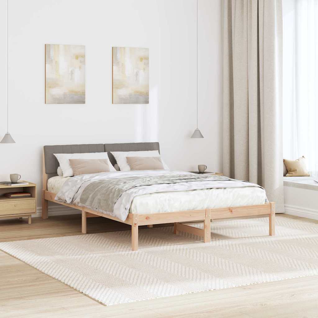 Okvir kreveta Smeđa i taupe 135 x 190 cm Masivna borovina