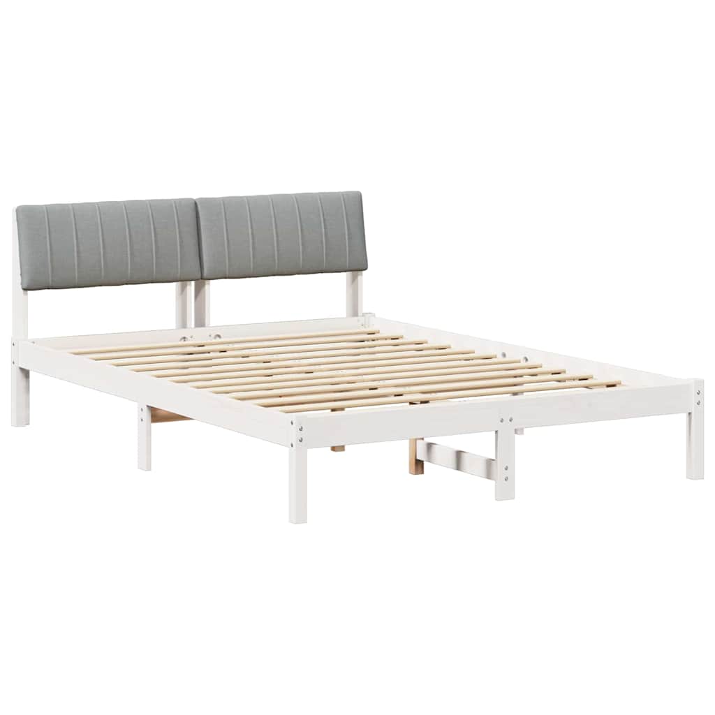Okvir kreveta s uzglavljem Bijela i svijetlosiva 135 x 190 cm
