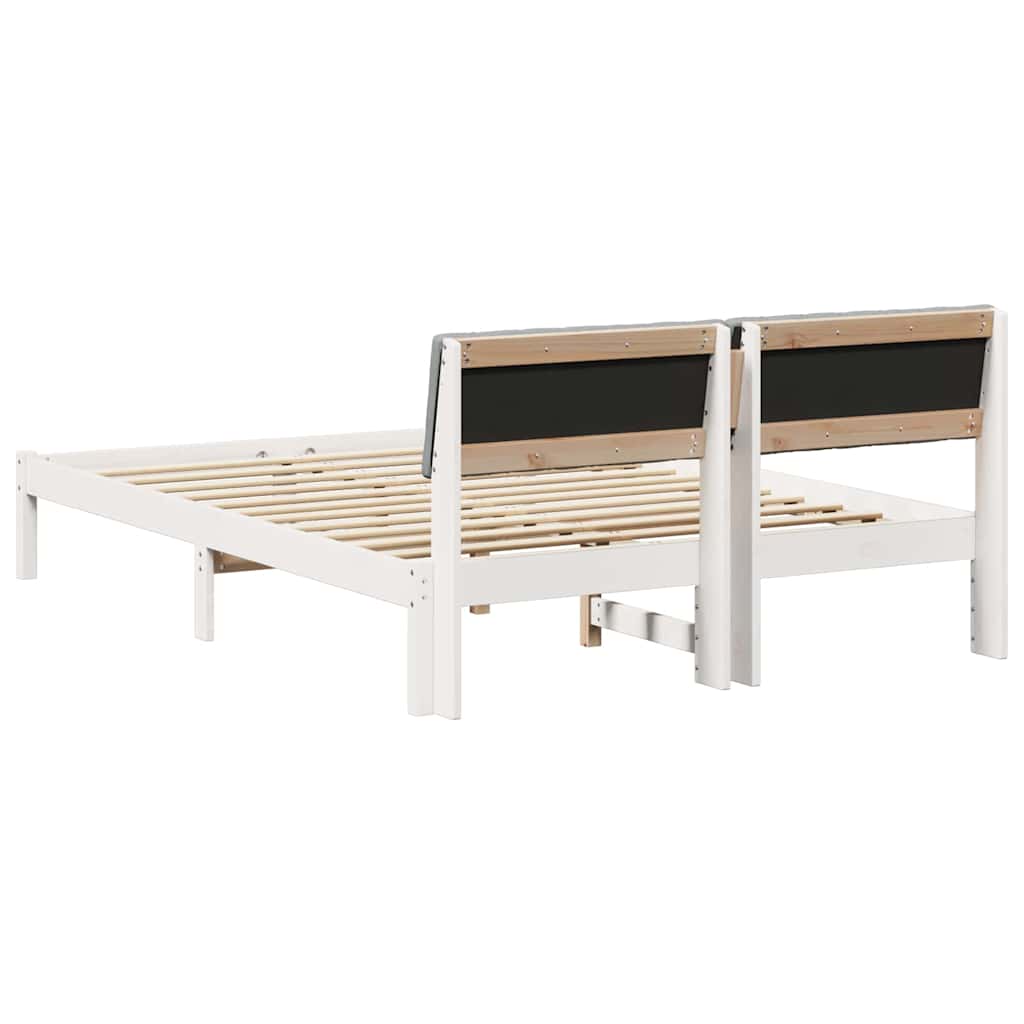 Okvir kreveta s uzglavljem Bijela i svijetlosiva 135 x 190 cm