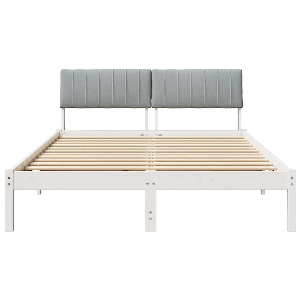 Okvir kreveta s uzglavljem Bijela i svijetlosiva 135 x 190 cm
