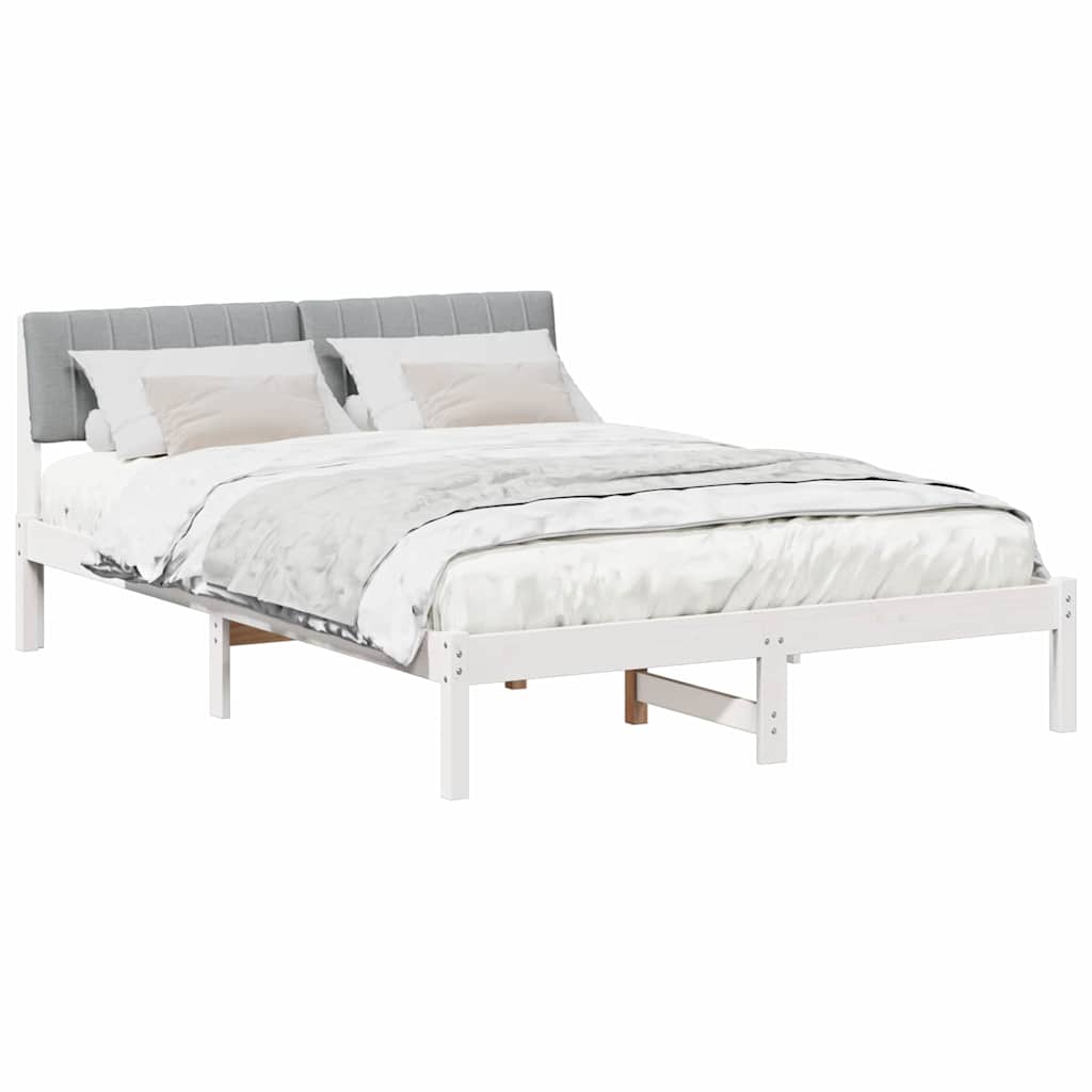 Okvir kreveta s uzglavljem Bijela i svijetlosiva 135 x 190 cm