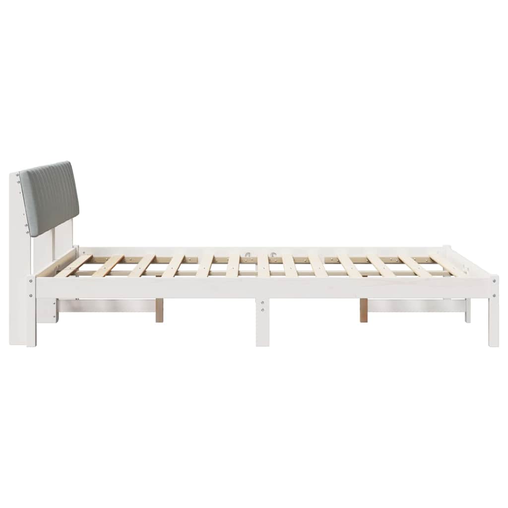 Okvir kreveta s uzglavljem Bijela i svijetlosiva 135 x 190 cm