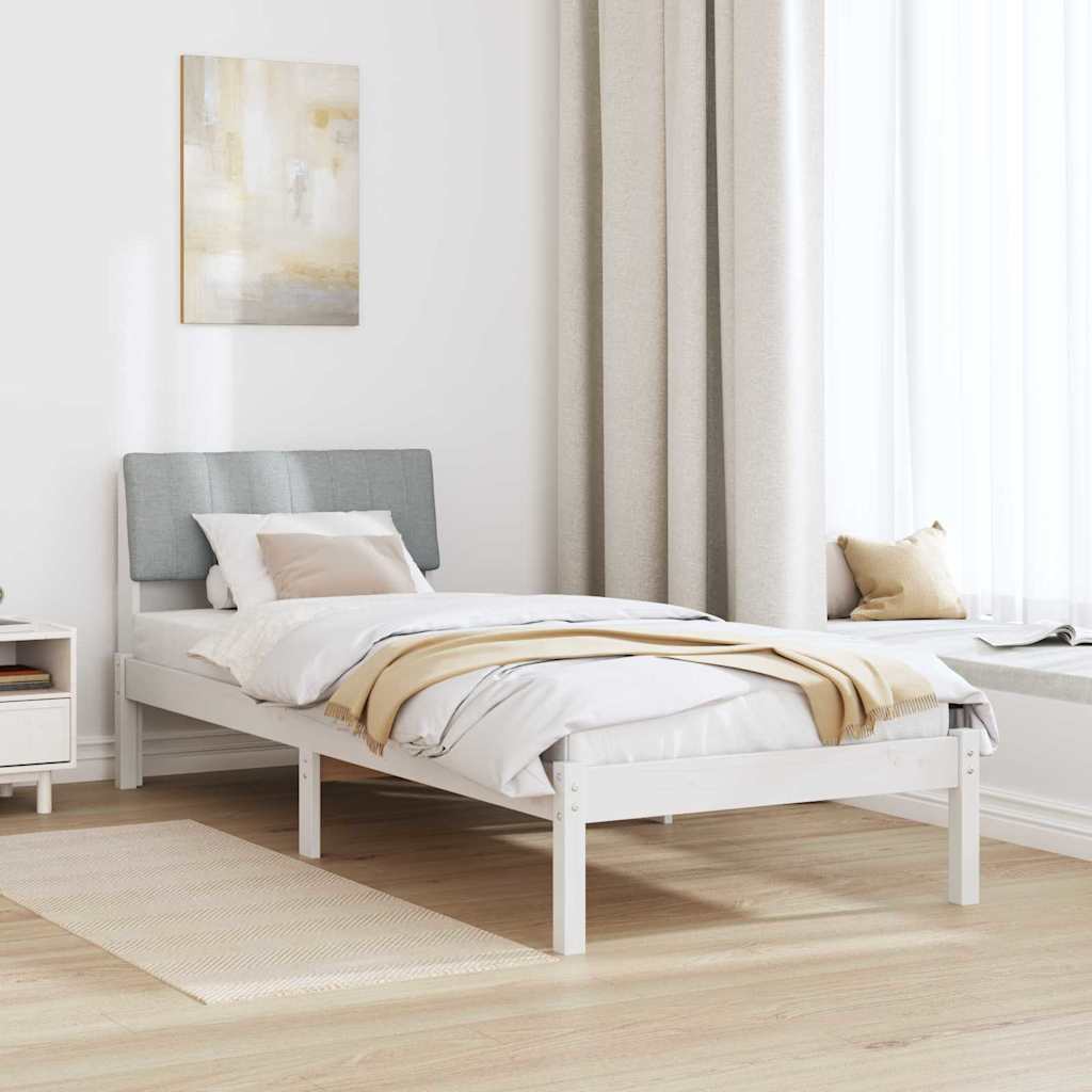 Okvir kreveta s uzglavljem Bijela i svijetlosiva 75 x 190 cm