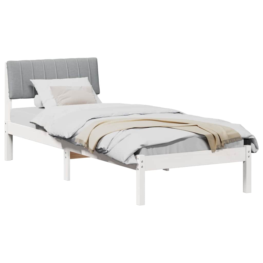 Okvir kreveta s uzglavljem Bijela i svijetlosiva 75 x 190 cm