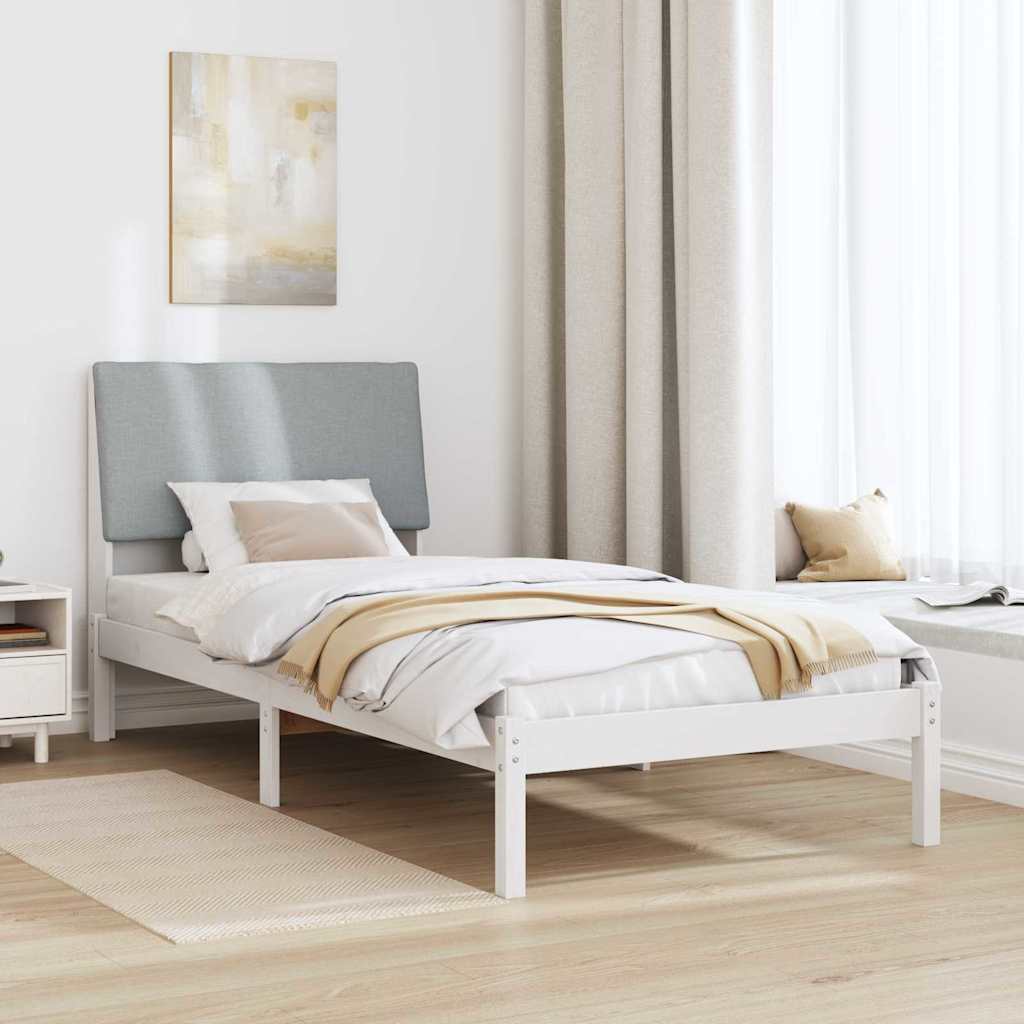 Okvir kreveta s uzglavljem Bijela i svijetlosiva 100 x 200 cm