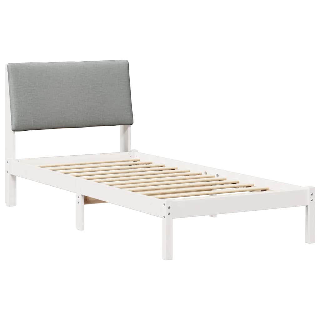 Okvir kreveta s uzglavljem Bijela i svijetlosiva 100 x 200 cm