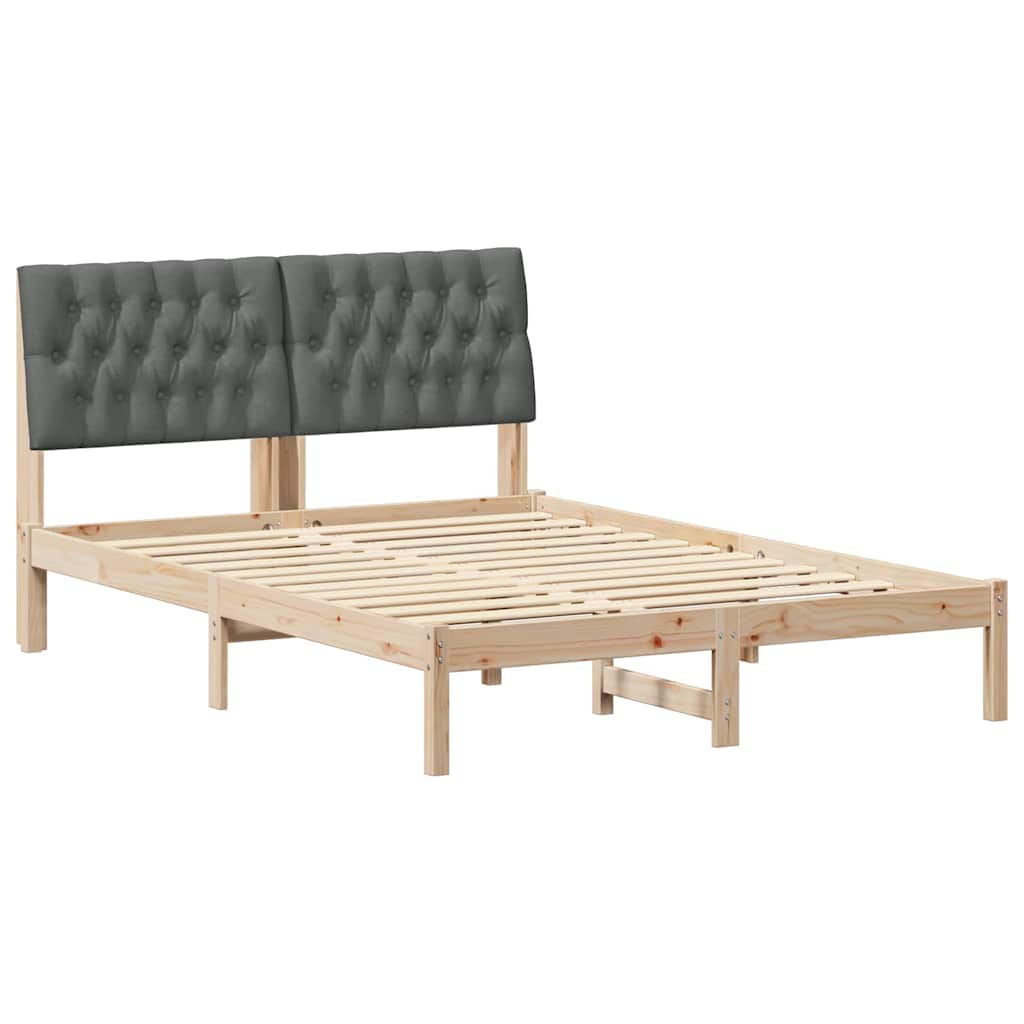 Krevetni okvir s tapiciranim uzglavljem Smeđa 135 x 190 cm