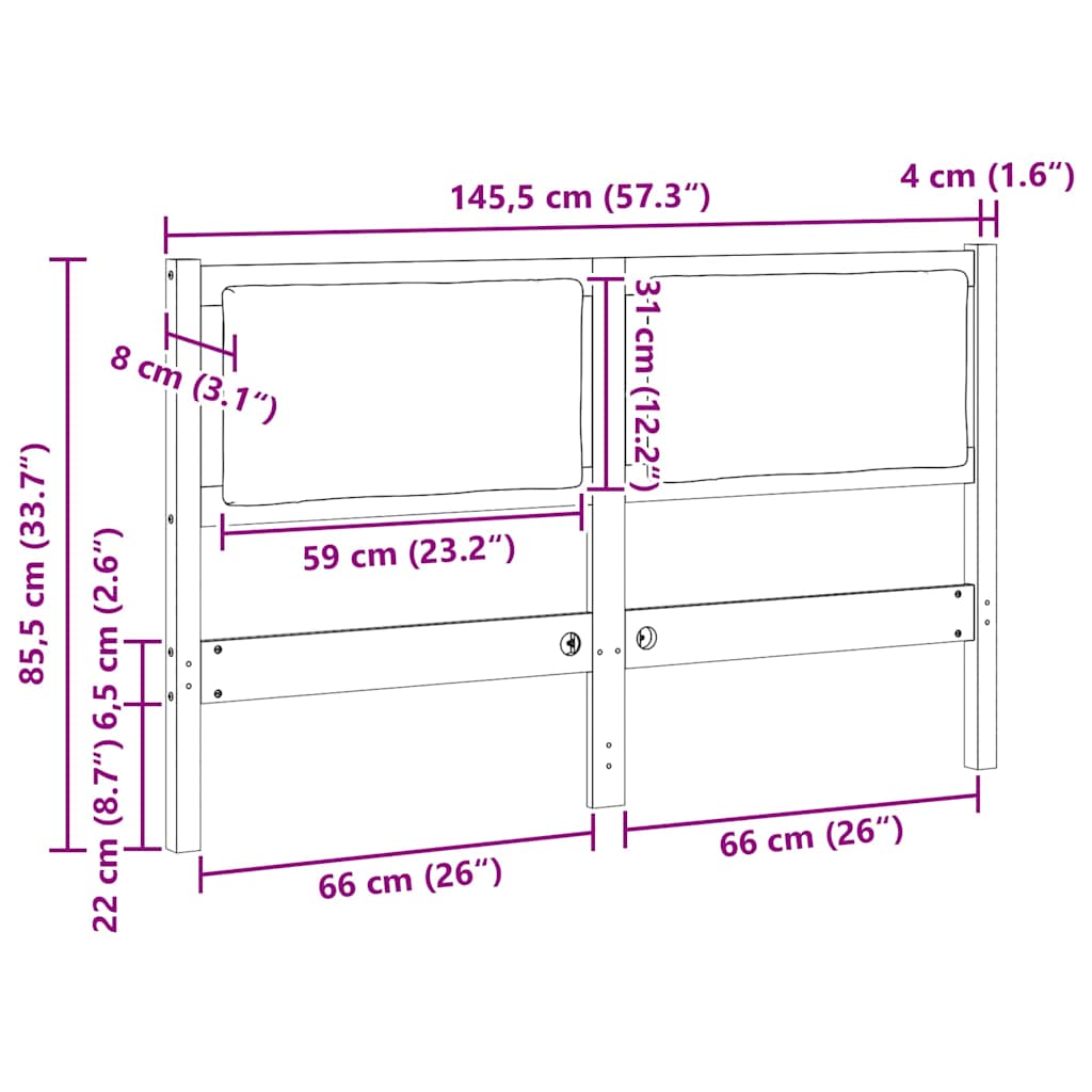 Uzglavlje Ostalo Smeđa 140 cm Masivna borovina